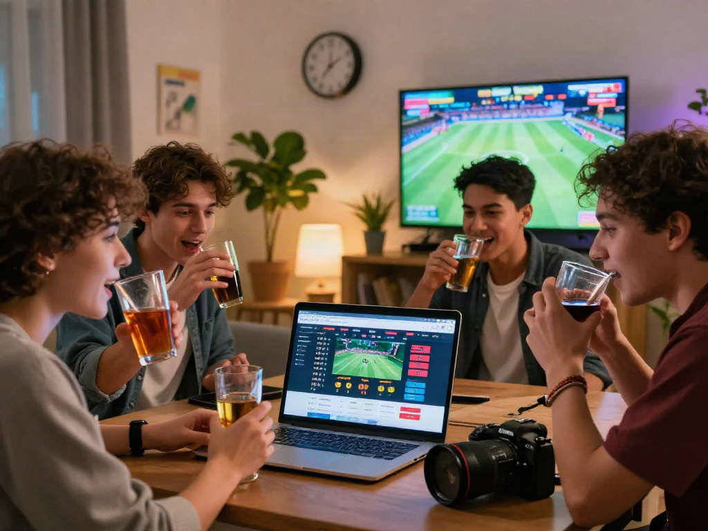 Friends enjoying 토토사이트 검증 먹튀스팟 while engaging with a verified betting site on a laptop in a cozy setting.